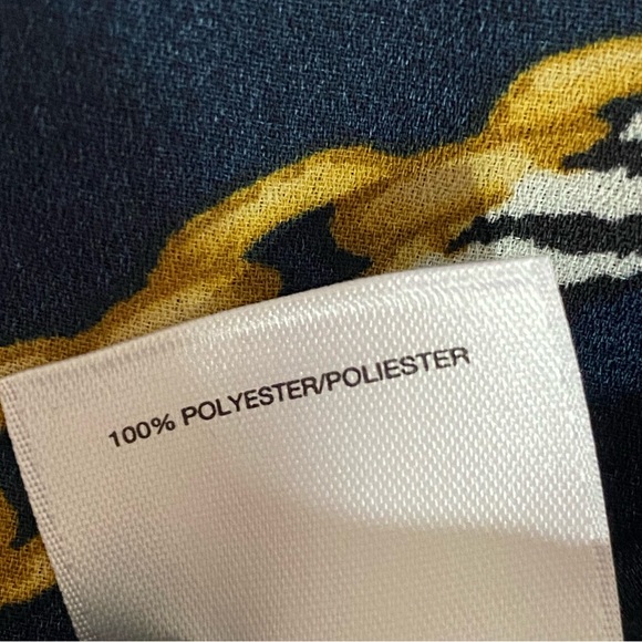 Anne Klein Chain Print Blouse | Women’s Size Small Navy Blue Old Money Mobwife - Picture 8 of 9